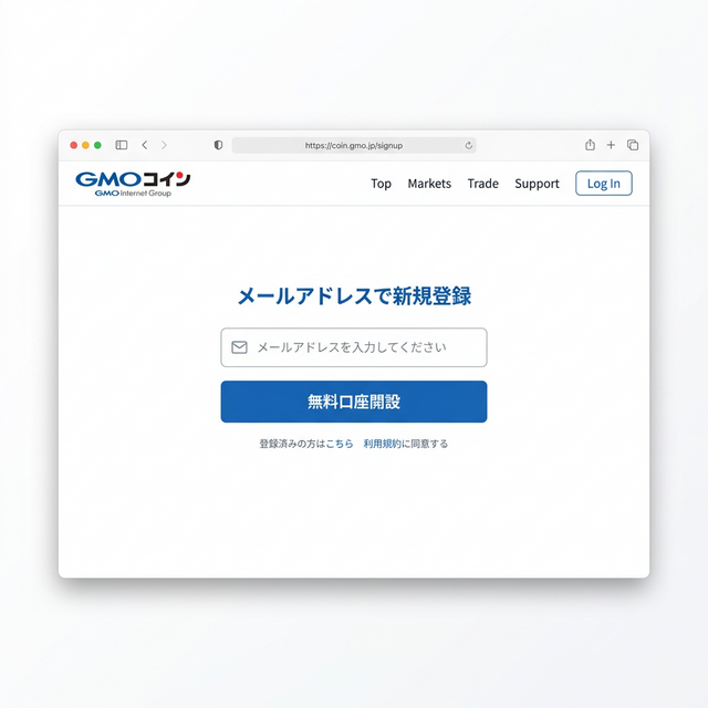 GMOコイン アカウント登録画面のイメージ